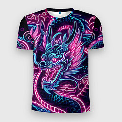 Мужская спорт-футболка Neon Japanese dragon - irezumi