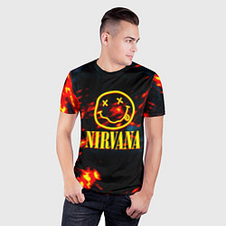 Футболка спортивная мужская Nirvana rock огненное лого лава, цвет: 3D-принт — фото 2