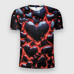 Мужская спорт-футболка Разбитые сердца и красный неон