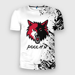 Футболка спортивная мужская Волк Россия краски, цвет: 3D-принт