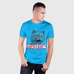 Футболка спортивная мужская Roblox синий кот, цвет: 3D-принт — фото 2