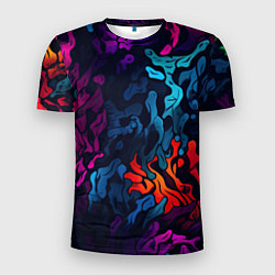 Мужская спорт-футболка Кислотная яркая абстракция в камуфляжном стиле