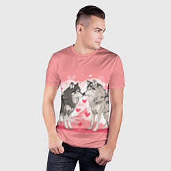 Футболка спортивная мужская Влюбленные волки 14 февраля, цвет: 3D-принт — фото 2