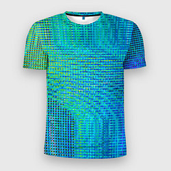 Футболка спортивная мужская Синусоидные волны из квадратиков, цвет: 3D-принт