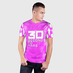 Футболка спортивная мужская 30 seconds to mars pink, цвет: 3D-принт — фото 2