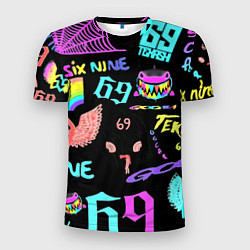 Мужская спорт-футболка 6ix9ine logo rap bend