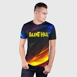 Футболка спортивная мужская Silent hill stripes neon, цвет: 3D-принт — фото 2