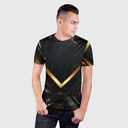 Футболка спортивная мужская Gold luxury black abstract, цвет: 3D-принт — фото 2