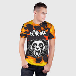 Футболка спортивная мужская Blink 182 рок панда и огонь, цвет: 3D-принт — фото 2