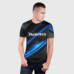 Футболка спортивная мужская Palworld logo blue neon abstract, цвет: 3D-принт — фото 2