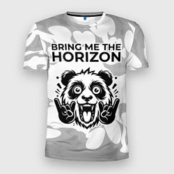 Футболка спортивная мужская Bring Me the Horizon рок панда на светлом фоне, цвет: 3D-принт