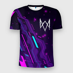 Футболка спортивная мужская Watch Dogs neon gaming, цвет: 3D-принт