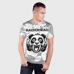 Футболка спортивная мужская Radiohead рок панда на светлом фоне, цвет: 3D-принт — фото 2
