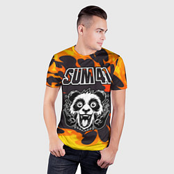 Футболка спортивная мужская Sum41 рок панда и огонь, цвет: 3D-принт — фото 2