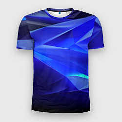 Футболка спортивная мужская Black and blue abstract background sport style, цвет: 3D-принт