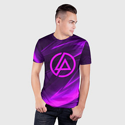 Футболка спортивная мужская Linkin park neon stripes logo, цвет: 3D-принт — фото 2