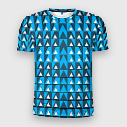 Футболка спортивная мужская Узор из треугольников синий, цвет: 3D-принт