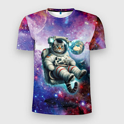 Футболка спортивная мужская Brave cat in space - ai art, цвет: 3D-принт