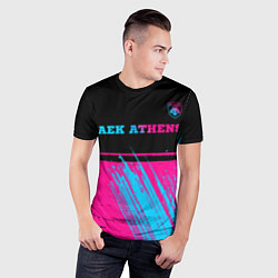 Футболка спортивная мужская AEK Athens - neon gradient посередине, цвет: 3D-принт — фото 2
