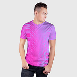 Футболка спортивная мужская Розовые градиентные линии, цвет: 3D-принт — фото 2