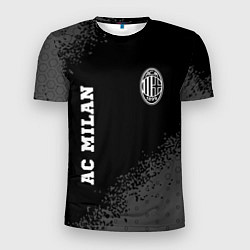 Футболка спортивная мужская AC Milan sport на темном фоне вертикально, цвет: 3D-принт
