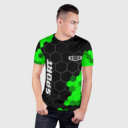 Футболка спортивная мужская Geely green sport hexagon, цвет: 3D-принт — фото 2
