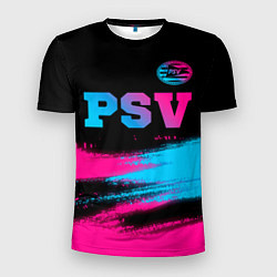 Футболка спортивная мужская PSV - neon gradient посередине, цвет: 3D-принт