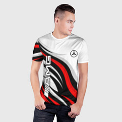 Футболка спортивная мужская Mercedes benz AMG - белый с красным, цвет: 3D-принт — фото 2