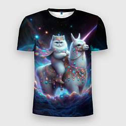 Футболка спортивная мужская Персидский кот верхом на альпаке, цвет: 3D-принт