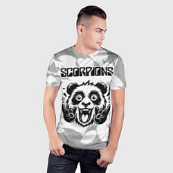Футболка спортивная мужская Scorpions рок панда на светлом фоне, цвет: 3D-принт — фото 2