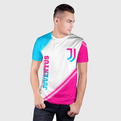 Футболка спортивная мужская Juventus neon gradient style вертикально, цвет: 3D-принт — фото 2