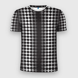 Футболка спортивная мужская Паттерн черных и белых квадратов, цвет: 3D-принт