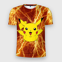Футболка спортивная мужская Pikachu yellow lightning, цвет: 3D-принт