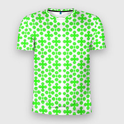 Мужская спорт-футболка Зелёные четырёхлистники на белом фоне