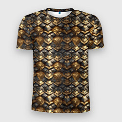 Мужская спорт-футболка Золотистая текстурная броня