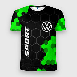 Футболка спортивная мужская Volkswagen green sport hexagon, цвет: 3D-принт