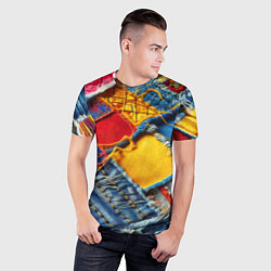 Футболка спортивная мужская Colorful denim patchwork - ai art, цвет: 3D-принт — фото 2