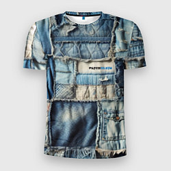 Футболка спортивная мужская Patchwork denim - vogue, цвет: 3D-принт