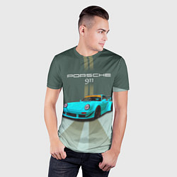 Футболка спортивная мужская Порше 911 спортивный немецкий автомобиль, цвет: 3D-принт — фото 2
