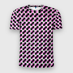 Мужская спорт-футболка Чёрно-розовые ячейки