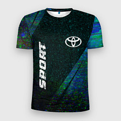 Футболка спортивная мужская Toyota sport glitch blue, цвет: 3D-принт
