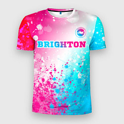 Мужская спорт-футболка Brighton neon gradient style посередине