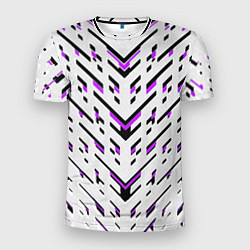 Мужская спорт-футболка Black and purple stripes on a white background