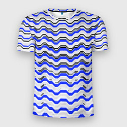 Футболка спортивная мужская Black and blue stripes on a white background, цвет: 3D-принт