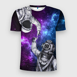 Футболка спортивная мужская Сотворение космонавт и водолаз, цвет: 3D-принт