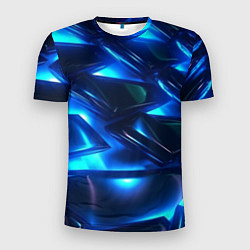 Мужская спорт-футболка Синие абстрактные неоновые плиты