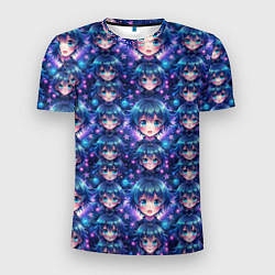 Мужская спорт-футболка Аниме персонаж с синими волосами