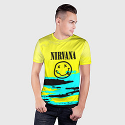 Футболка спортивная мужская Nirvana краски кислотные, цвет: 3D-принт — фото 2