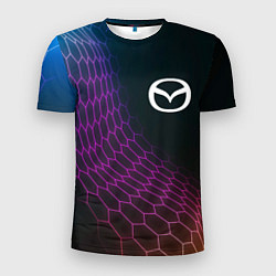 Футболка спортивная мужская Mazda neon hexagon, цвет: 3D-принт