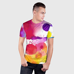 Футболка спортивная мужская Яркие абстрактные акварельные кляксы - нейросеть, цвет: 3D-принт — фото 2